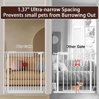 Show full view: WAOWAO Ultra-Narrow Pressure Mounted Spacing Metal Pet Gate for Dog & Cat, 45-53-in, White slide 2 of 8