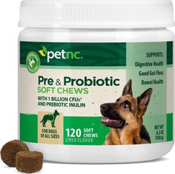 petnc Pre & Probiotic Soft Chews Digestive Supplement for Dogs, 120 count