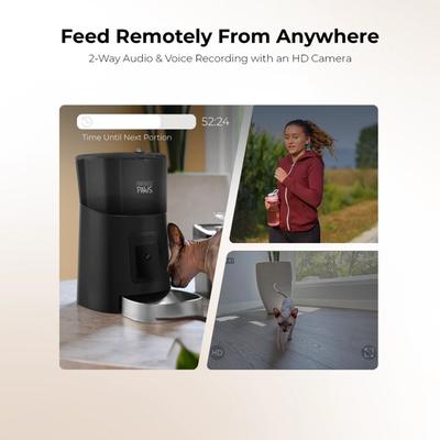 Show full view: Penthouse Paws Smart HD Automatic Dog & Cat Feeder, Black/Stainless Steel slide 6 of 10