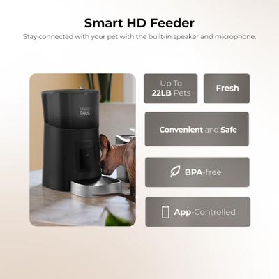 Show full view: Penthouse Paws Smart HD Automatic Dog & Cat Feeder, Black/Stainless Steel slide 7 of 10