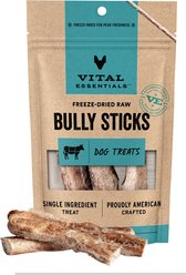 Vital Essentials Bully Sticks Treats Freeze-Dried Raw Dog Treats, 1.4-oz bag