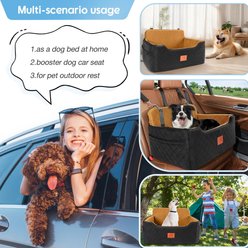 NEEZUKAR Dog Car Booster Seat, Black/Brown, 28 x 20 x 16-in slide 2 of 6