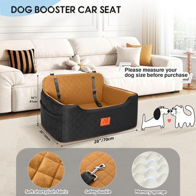 Show full view: NEEZUKAR Dog Car Booster Seat, Black/Brown, 28 x 20 x 16-in slide 3 of 6