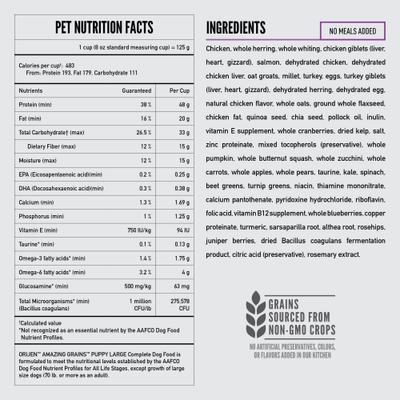 Show full view: ORIJEN Amazing Grains High-Protein Puppy Large Breed Dry Dog Food, 22.5-lb bag slide 9 of 12