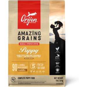 ORIJEN Amazing Grains High-Protein Puppy Dry Dog Food, 4-lb bag