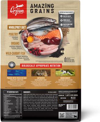 Show full view: ORIJEN Amazing Grains High-Protein Puppy Dry Dog Food, 4-lb bag slide 4 of 13