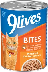 9 Lives Bites Real Chicken in Gravy Wet Cat Food, 13-oz can, case of 12