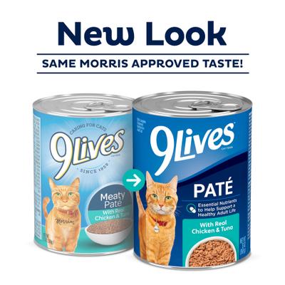 Show full view: 9 Lives Real Chicken & Tuna Pate Wet Cat Food, 13-oz can, case of 12 slide 3 of 11