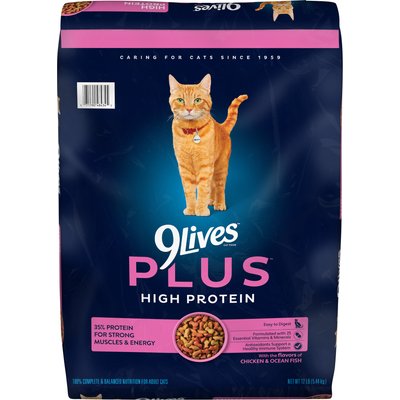 9 Lives 9 Lives Plus High-Protein Dry Cat Food, 12-lb bag