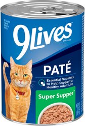 9 Lives Super Supper Pate Wet Cat Food, 13-oz can, case of 12