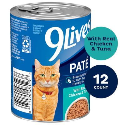 Show full view: 9 Lives Real Chicken & Tuna Pate Wet Cat Food, 13-oz can, case of 12 slide 4 of 11
