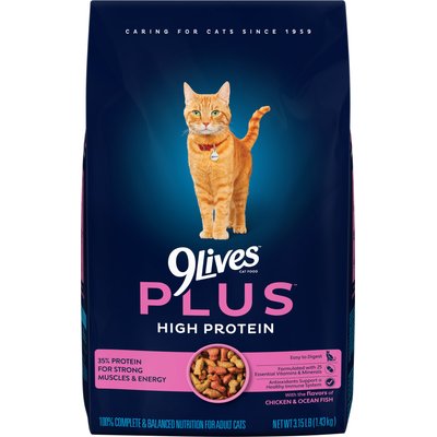 9 Lives 9 Lives Plus High-Protein Dry Cat Food, 3.15-lb bag