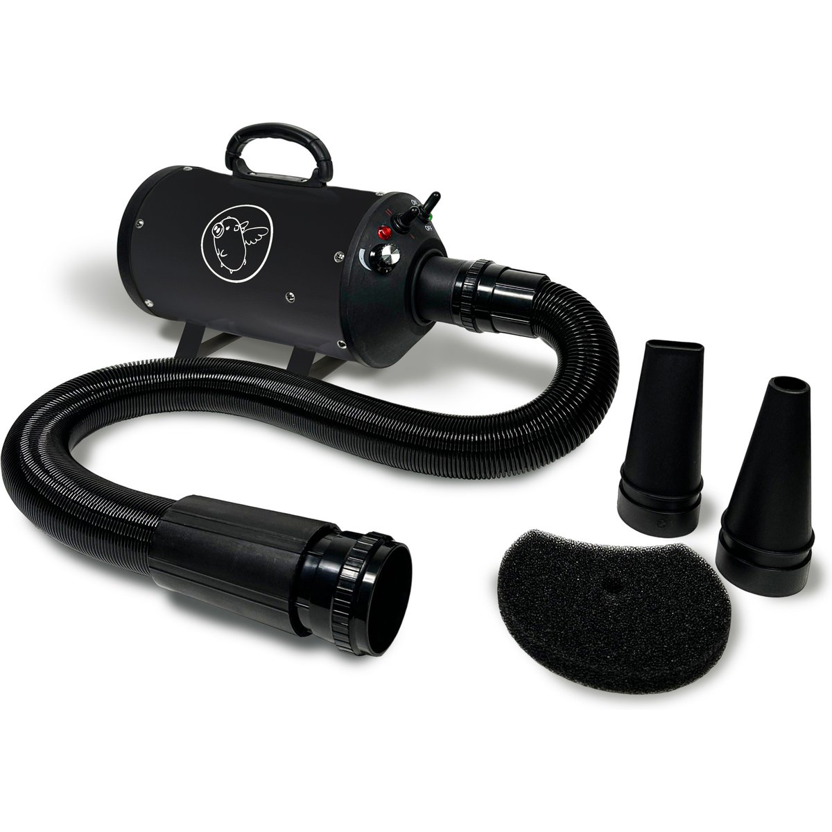 Flying Pig Grooming One High Velocity Dog Grooming Dryer, Black/White Logo