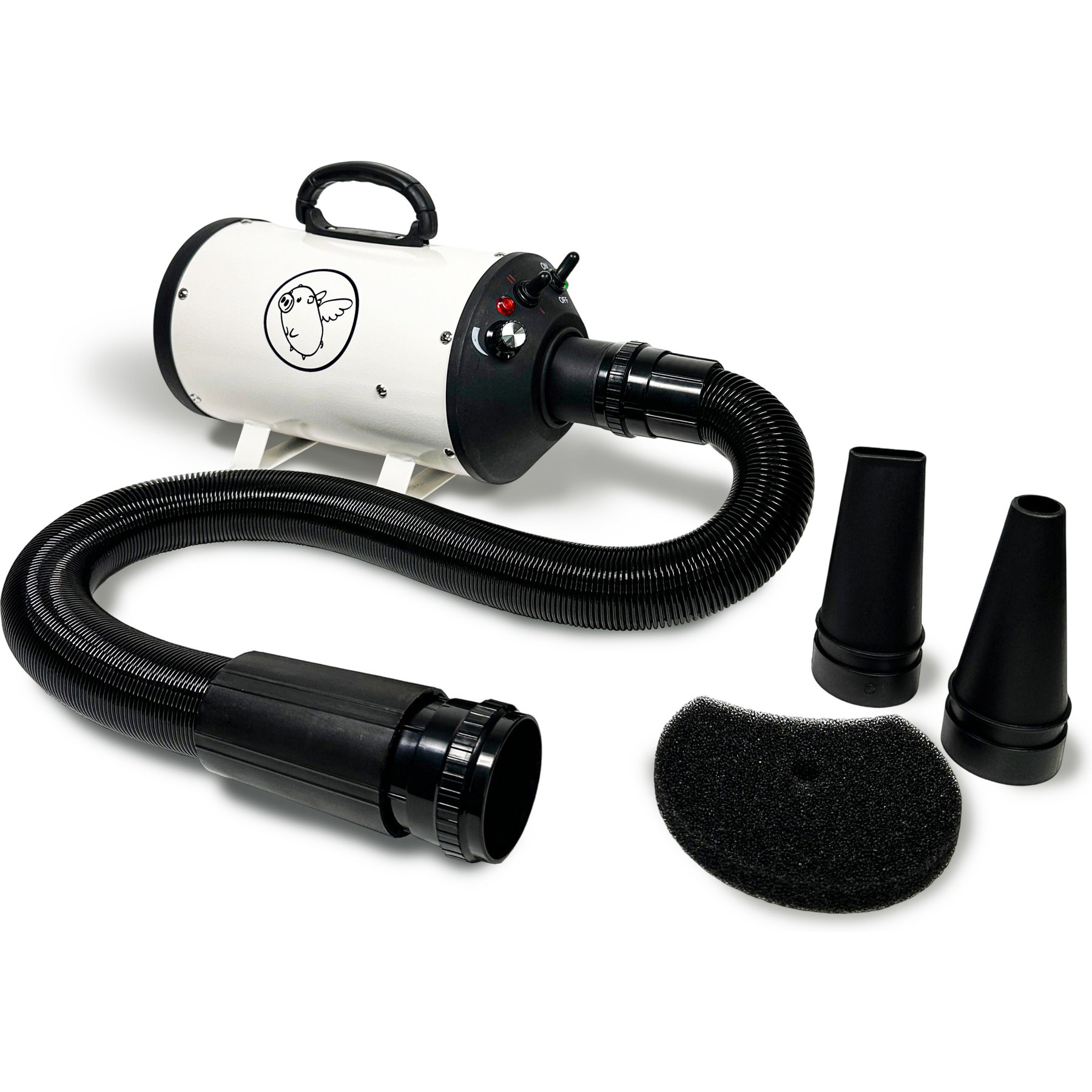 Flying Pig Grooming One High Velocity Dog Grooming Dryer, White/Black Logo