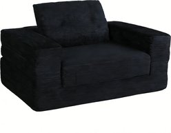 Cesicia Modern Floor Couch Human Dog Sofa Bed with Pillow, Black