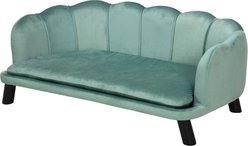Cesicia Velvet Pearl Design Dog Couch Bed with Foam Cushion, Green