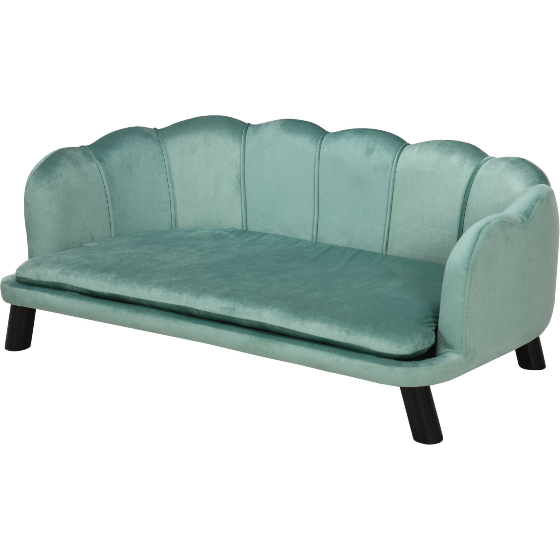Cesicia Velvet Pearl Design Dog Couch Bed with Foam Cushion, Green