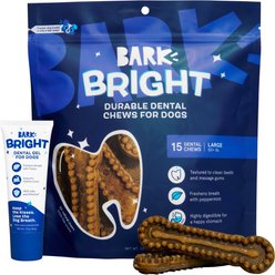 BARK Bright Durable Dental Kit: Large Mint Flavored Dental Dog Treats + Chicken & Thyme Flavored Dog Dental Gel, 15 count, 2.5-oz gel