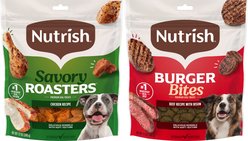 Rachael Ray Nutrish Savory Roasters Roasted Chicken + Burger Bites, Beef Burger with Bison Dog Treats, 12-oz bag