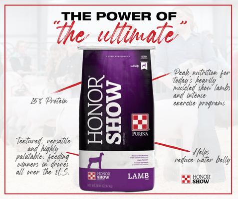 Show full view: Purina Animal Nutrition Honor Show Showlamb Grower 15% DX Goat & Sheep Feed, 50-lb bag slide 3 of 6