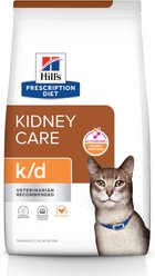 Hill's Prescription Diet k/d Kidney Care with Chicken Dry Cat Food, 4-lb bag