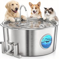 Casfuy PWS-701 Stainless Steel Dog Water Fountain, X-Large: 12-L / 3.2-gal