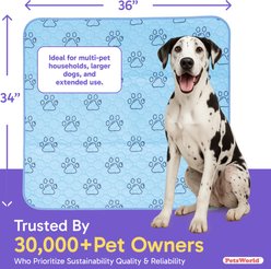 PetsWorld Washable Dog Potty Pads, Blue, 4 count, Unscented, 34 x 36-in slide 2 of 7