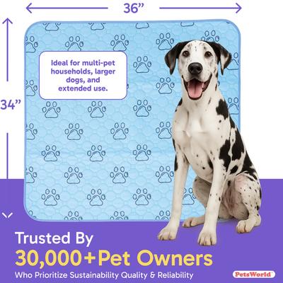 Show full view: PetsWorld Washable Dog Potty Pads, Blue, 4 count, Unscented, 34 x 36-in slide 2 of 7