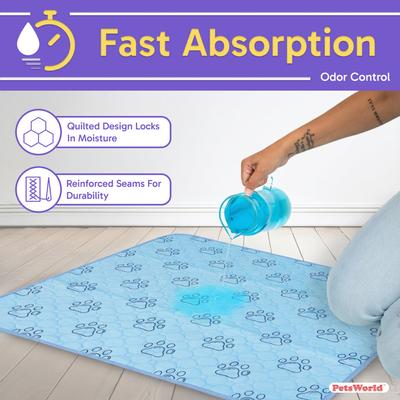 Show full view: PetsWorld Washable Dog Potty Pads, Blue, 4 count, Unscented, 34 x 36-in slide 4 of 7