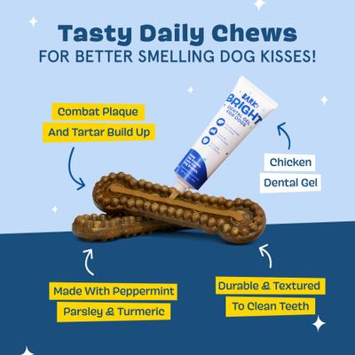 Show full view: BARK Bright Durable Dental Kit: Large Mint Flavored Dental Dog Treats + Chicken & Thyme Flavored Dog Dental Gel, 15 count, 2.5-oz gel slide 3 of 8