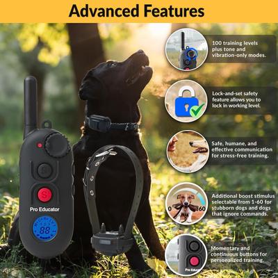Show full view: Educator By E-Collar Technologies Educator 1/2 Mile Pro Advanced Waterproof Dog Training Collar, Black, 1 collar slide 2 of 8