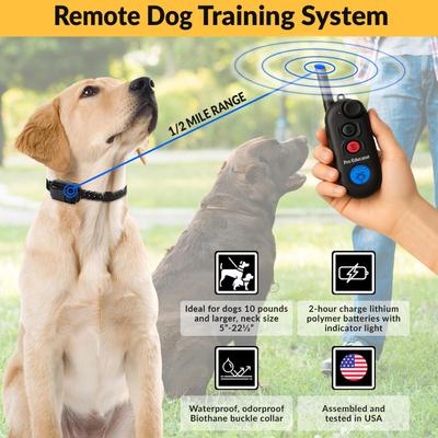 Show full view: Educator By E-Collar Technologies Educator 1/2 Mile Pro Advanced Waterproof Dog Training Collar, Black, 1 collar slide 3 of 8