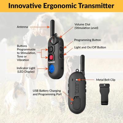 Show full view: Educator By E-Collar Technologies Educator 1/2 Mile Pro Advanced Waterproof Dog Training Collar, Black, 1 collar slide 4 of 8