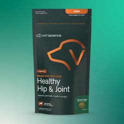 VetriScience Broad Spectrum Hemp Healthy Bacon Flavored Chews Hip & Joint Supplement for Dogs, 60 count