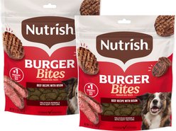 Rachael Ray Nutrish Burger Bites, Beef Burger with Bison Grain-Free Dog Treats, 24-oz bundle