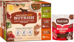 Rachael Ray Nutrish Burger Bites, Beef Burger with Bison + Variety Pack Wet Dog Food