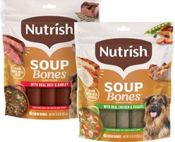 Rachael Ray Nutrish Soup Bones Beef & Barley Flavor + Chicken & Veggies Flavor Dog Treats, 23.1-oz bag