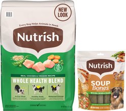 Rachael Ray Nutrish Chicken & Veggies Recipe Dry Food + Soup Bones Chicken & Veggies Flavor Dog Treats