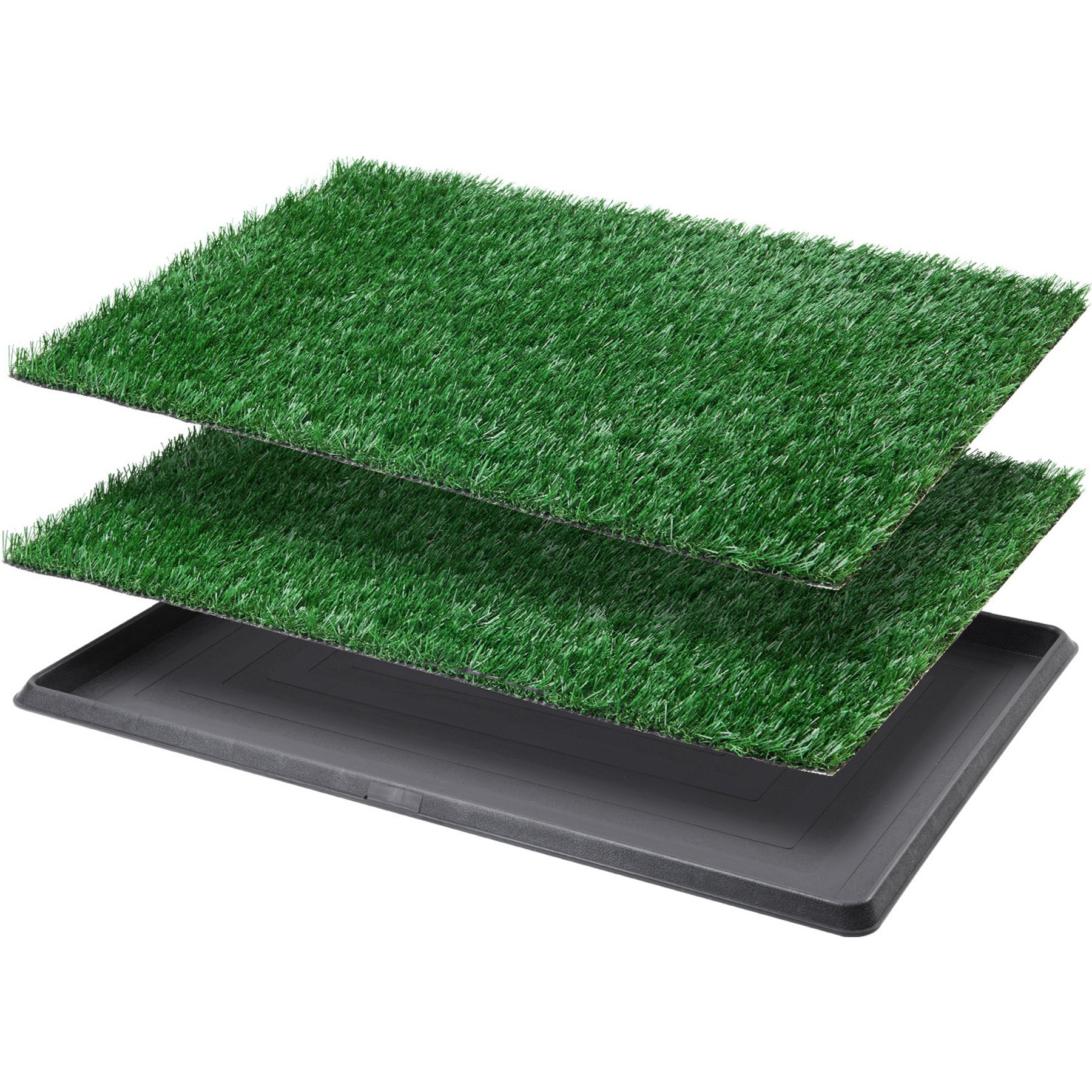 LOOBANI Grass Pad Tray Dog Litter Box with 2 Pack Replacement Grass Pee Pads, 20 x 25-in