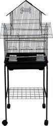 YML Pagoda Top Small Bird Cage with Wheeled Stand, Medium: 18 x 14 x 56-in, Black
