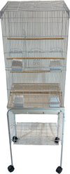 YML Tall Square Top Small Bird Cage with Wheeled Stand, Large: 18 x 14 x 59-in, White slide 2 of 4