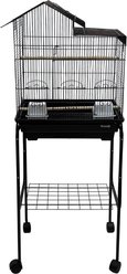 YML Villa Top Small Bird Cage with Wheeled Stand, Medium: 18 x 14 x 49-in, Black