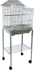 YML Villa Top Small Bird Cage with Wheeled Stand, Medium: 18 x 14 x 49-in, White slide 2 of 4