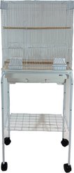 YML Square Top Small Bird Cage with Wheeled Stand, Medium: 18 x 14 x 49-in, White