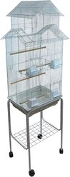 YML Tall Pagoda Top Small Bird Cage with Wheeled Stand, Large: 18 x 14 x 65-in, White slide 2 of 3