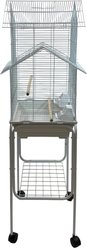 YML Pagoda Top Small Bird Cage with Wheeled Stand, Medium: 18 x 14 x 56-in, White slide 2 of 3