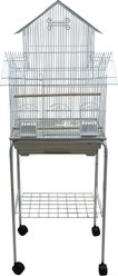 YML Pagoda Top Small Bird Cage with Wheeled Stand, Medium: 18 x 14 x 56-in, White
