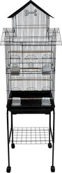 YML Tall Pagoda Top Small Bird Cage with Wheeled Stand, Large: 18 x 14 x 65-in, Black