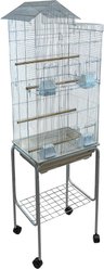 YML Tall Villa Top Small Bird Cage with Wheeled Stand, Large: 18 x 14 x 59-in, White slide 2 of 3