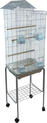 Show full view: YML Tall Villa Top Small Bird Cage with Wheeled Stand, Large: 18 x 14 x 59-in, White slide 2 of 3